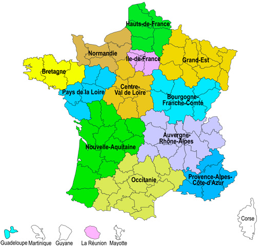 18 régions de France